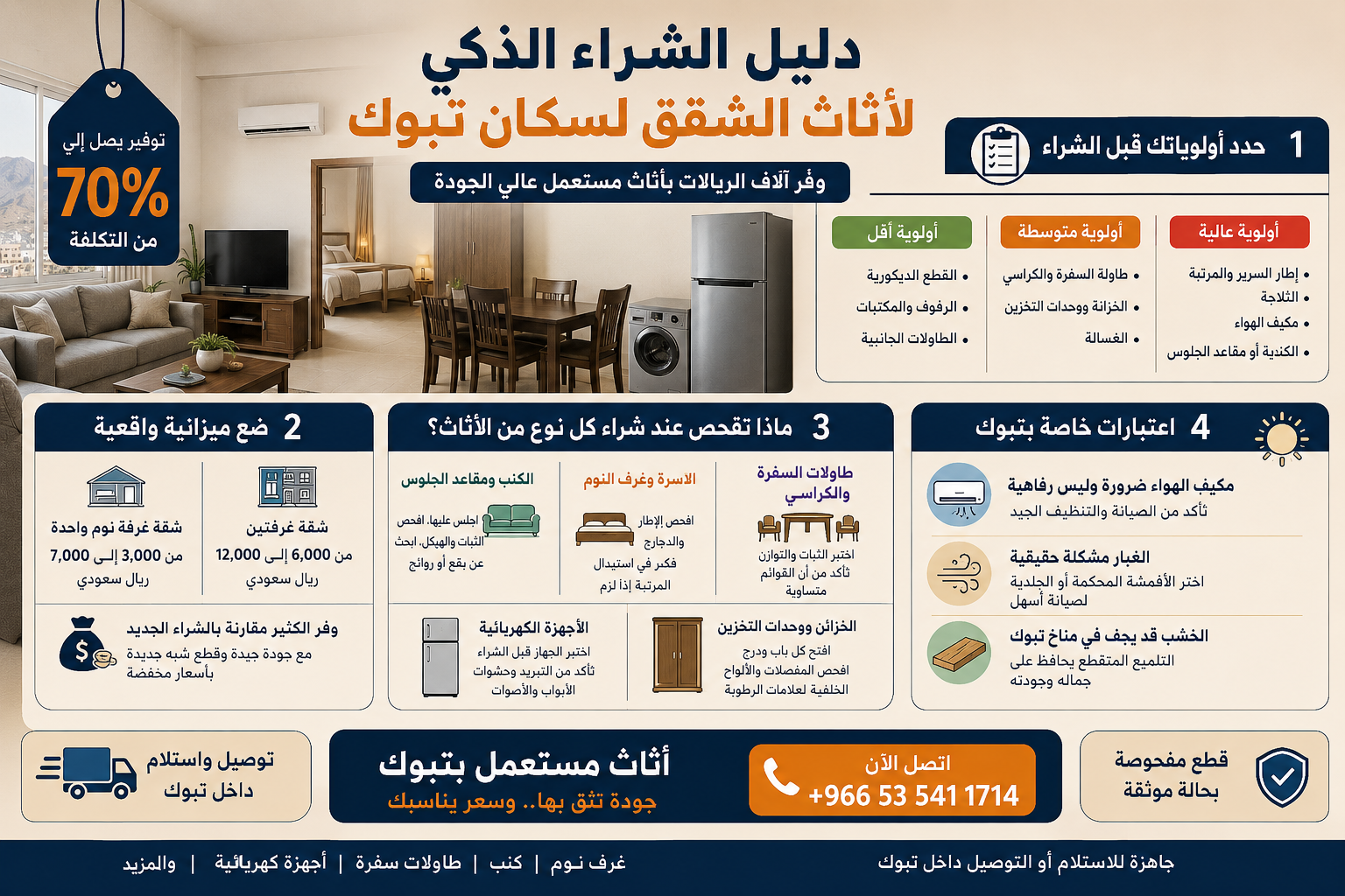 دليل الشراء الذكي لأثاث الشقق لسكان تبوك